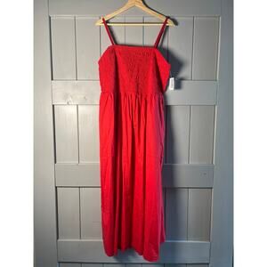 Old Navy Red Smocked Top Spaghetti Strap Maxi Dress Size XL NEW